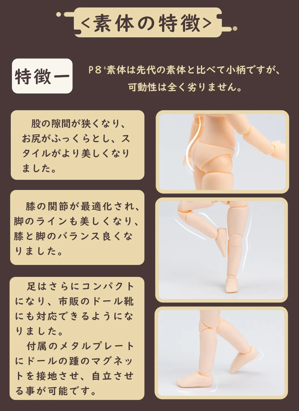 PICCODOシリーズ BODY8 PLUS デフォルメドールボディ ナチュラル (PIC-D003N)
