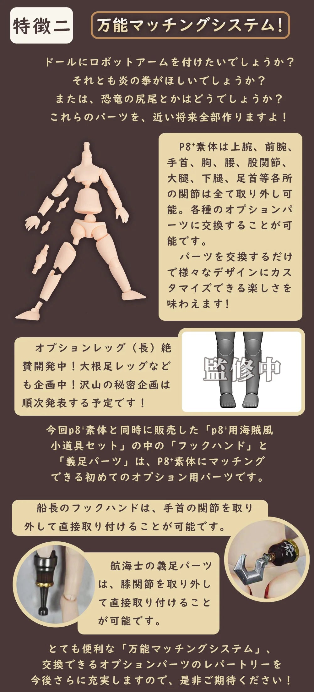 PICCODOシリーズ BODY8 PLUS デフォルメドールボディ ナチュラル (PIC-D003N)