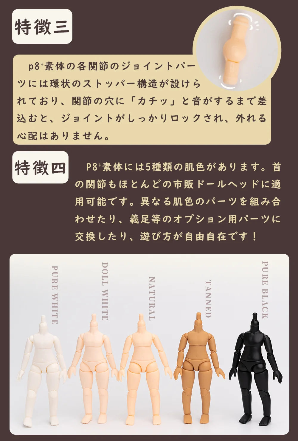 PICCODOシリーズ BODY8 PLUS デフォルメドールボディ ナチュラル (PIC-D003N)